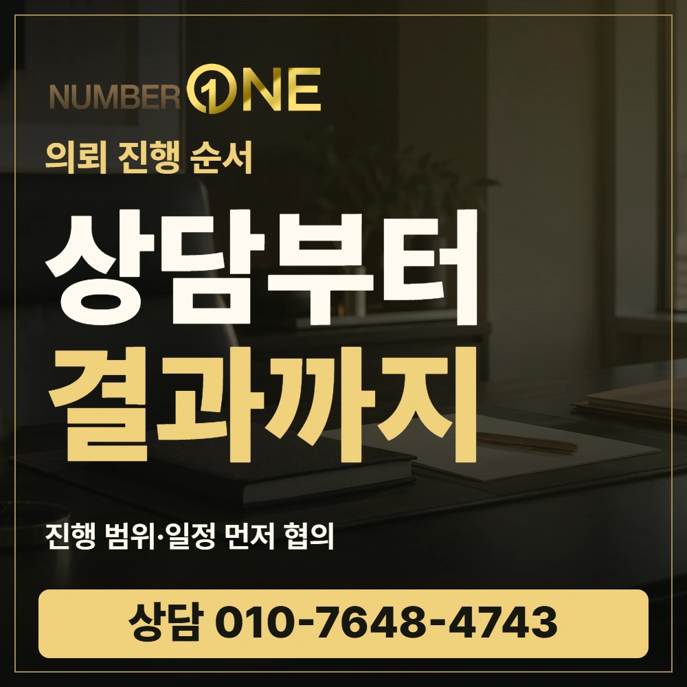상담부터 결과까지 · 의뢰 진행 순서 · 넘버원