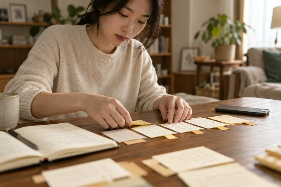 기억하는 일을 시간순으로 정리하는 모습